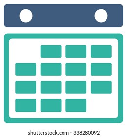 Month Binder vector icon. Style is bicolor flat symbol, cobalt and cyan colors, rounded angles, white background.