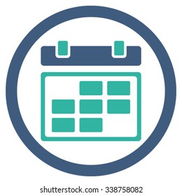 Month Binder vector icon. Style is bicolor flat rounded symbol, cobalt and cyan colors, rounded angles, white background.