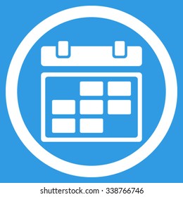 Month Binder vector icon. Style is flat rounded symbol, white color, rounded angles, blue background.