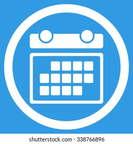 Month Binder vector icon. Style is flat rounded symbol, white color, rounded angles, blue background.