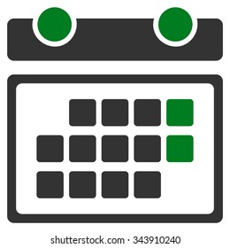 Month Binder vector icon. Style is bicolor flat symbol, green and gray colors, rounded angles, white background.
