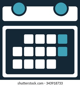 Month Binder vector icon. Style is bicolor flat symbol, blue and white colors, rounded angles, dark blue background.