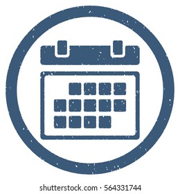 Month Calendar grainy textured icon inside circle for overlay watermark stamps. Flat symbol with unclean texture.