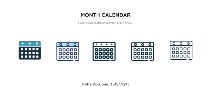 month calendar icon in different style vector illustration. two colored and black month calendar vector icons designed in filled, outline, line and stroke style can be used for web, mobile, ui