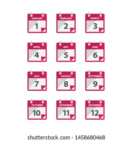 A month Calendar icon vector in modern flat style for web, graphic and mobile design. Calendar icon vector isolated on white background. Calendar icon vector illustration