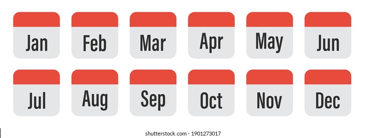 Iconos del calendario mensual establecidos en estilo plano. Símbolo del planificador, iniciar sesión en el fondo blanco. Icono semanal simple aislado. Ilustración vectorial.