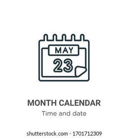 Monatskalender umrissen Vektorillustration Symbol. Dünne, schwarze Monatssymbol, flache Vektorillustration einfache Elementgrafik aus bearbeitetem Zeit- und Datumskonzept einzeln auf weißem Hintergrund