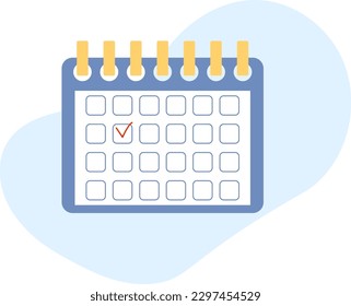 A Month Calendar with Red Check Mark. Vector Illustration of Scheduler and Organizer