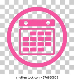 Month Calendar rounded icon. Vector illustration style is a flat iconic symbol inside a circle, pink color, transparent background. Designed for web and software interfaces.