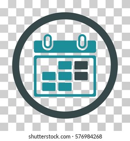 Month Calendar rounded icon. Vector bicolor illustration style is a flat iconic symbol inside a circle, soft blue colors, transparent background. Designed for web and software interfaces.