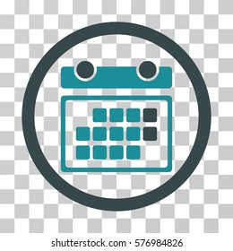 Month Calendar rounded icon. Vector bicolor illustration style is a flat iconic symbol inside a circle, soft blue colors, transparent background. Designed for web and software interfaces.
