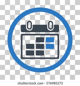 Month Calendar rounded icon. Vector bicolor illustration style is a flat iconic symbol inside a circle, smooth blue colors, transparent background. Designed for web and software interfaces.