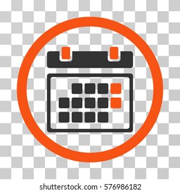 Month Calendar rounded icon. Vector bicolor illustration style is a flat iconic symbol inside a circle, orange and gray colors, transparent background. Designed for web and software interfaces.