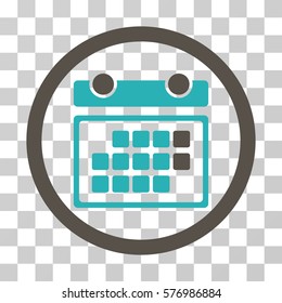 Month Calendar rounded icon. Vector bicolor illustration style is a flat iconic symbol inside a circle, grey and cyan colors, transparent background. Designed for web and software interfaces.