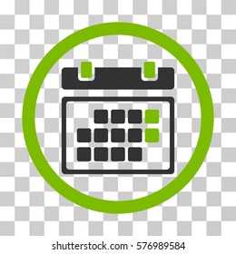 Month Calendar rounded icon. Vector bicolor illustration style is a flat iconic symbol inside a circle, eco green and gray colors, transparent background. Designed for web and software interfaces.