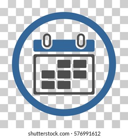 Month Calendar rounded icon. Vector bicolor illustration style is a flat iconic symbol inside a circle, cobalt and gray colors, transparent background. Designed for web and software interfaces.