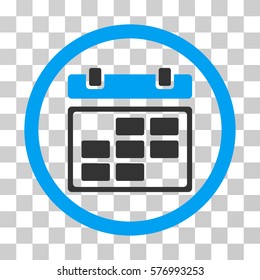 Month Calendar rounded icon. Vector bicolor illustration style is a flat iconic symbol inside a circle, blue and gray colors, transparent background. Designed for web and software interfaces.