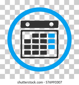 Month Calendar rounded icon. Vector bicolor illustration style is a flat iconic symbol inside a circle, blue and gray colors, transparent background. Designed for web and software interfaces.