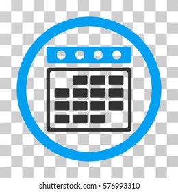 Month Calendar rounded icon. Vector bicolor illustration style is a flat iconic symbol inside a circle, blue and gray colors, transparent background. Designed for web and software interfaces.