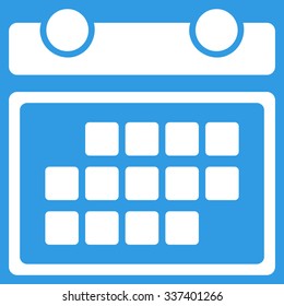 Month Calendar vector icon. Style is flat symbol, white color, rounded angles, blue background.