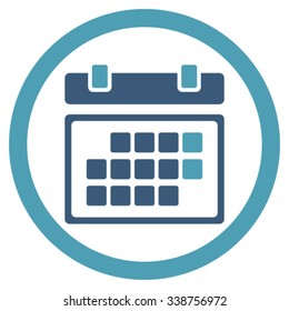 Month Calendar vector icon. Style is bicolor flat rounded symbol, cyan and blue colors, rounded angles, white background.