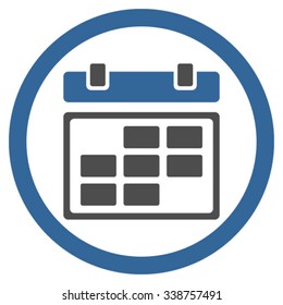 Month Calendar vector icon. Style is bicolor flat rounded symbol, cobalt and gray colors, rounded angles, white background.