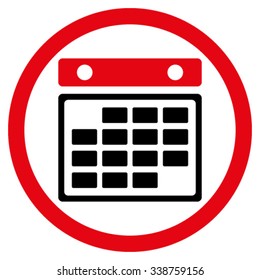 Month Calendar vector icon. Style is bicolor flat rounded symbol, intensive red and black colors, rounded angles, white background.