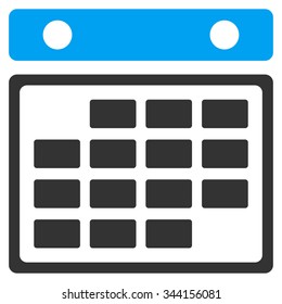 Month Calendar vector icon. Style is bicolor flat symbol, blue and gray colors, rounded angles, white background.