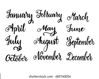 Month Calligraphy Hand Drawn Vector