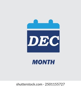 Month Dec in calendar, colorful flat style vector illustration