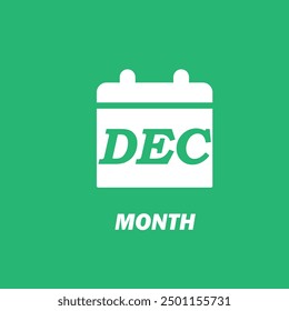 Month Dec in calendar, colorful flat style vector illustration