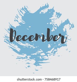 Month December, Blue Vector Image. The word December is in Native Decoration. For Your Design, Calendar, Events, Congratulations.