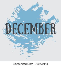 Month December, Blue Vector Image. The word December is in Native Decoration. For Your Design, Calendar, Events, Congratulations.