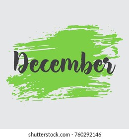 Month December, Green Vector Image. The word December is in Native Decoration. For Your Design, Calendar, Events, Congratulations.