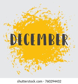 Month December, Yellow Vector Image. The word December is in Native Decoration. For Your Design, Calendar, Events, Congratulations.