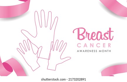 month in the fight against breast cancer. October. A hand clenched in a fist as a symbol of the fight.