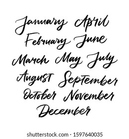 MONTH HAND LETTERINGS FOR CALENDAR. JANUARY, FEBRUARY, MARCH, APRIL, MAY, JUNE, JULY, AUGUST, SEPTEMBER, OCTOBER, NOVEMBER, DECEMBER