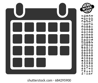 Month icon with black bonus work pictograms. Month vector illustration style is a flat gray iconic element for web design, app user interfaces.