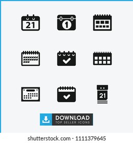 Month icon. collection of 9 month filled icons such as calendar. editable month icons for web and mobile.