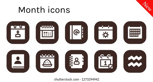  month icon set. 10 filled month icons. Simple modern icons about  - Calendar, Agenda, Aquarius