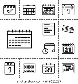 Month icon. set of 13 outline month icons such as calendar, 1st day calendar