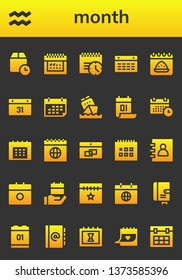 month icon set. 26 filled month icons.  Collection Of - Wait time, Aquarius, Calendar, Deadline, Schedule, Agenda