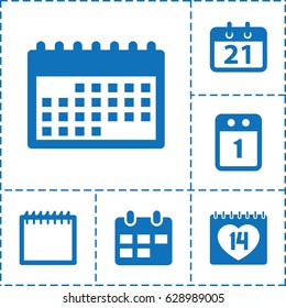 Month icon. set of 6 month filled icons such as 14 date, calendar