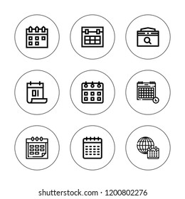 Month icon set. collection of 9 outline month icons with  icons. editable icons.