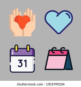 month icon set. vector set about heart, weekly calendar and calendar icons set.