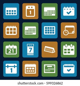 month icons set. Set of 16 month filled icons such as calendar