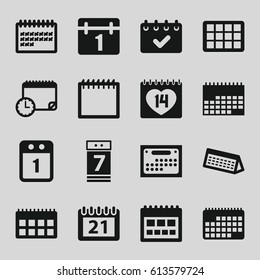 Month icons set. set of 16 month filled icons such as calendar, 14 date