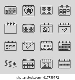 Month icons set. set of 16 month outline icons such as calendar