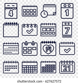 Month icons set. set of 16 month outline icons such as calendar, 14 date