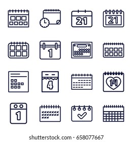 Month icons set. set of 16 month outline icons such as calendar, 14 date